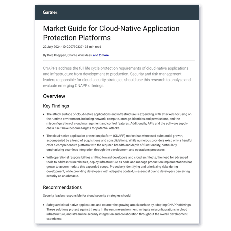 2025 Gartner® Market Guide for Cloud-Native Application Protection Platforms (CNAPPs)