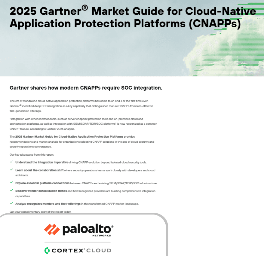 2025 Gartner® Market Guide for Cloud-Native Application Protection Platforms