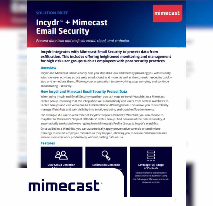 Prevent Data Leak with Incydr™ + Mimecast Email Security