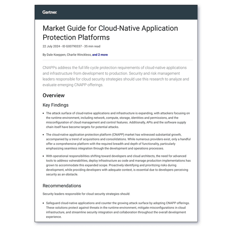 2025 Gartner® Market Guide for Cloud-Native Application Protection Platforms (CNAPPs)