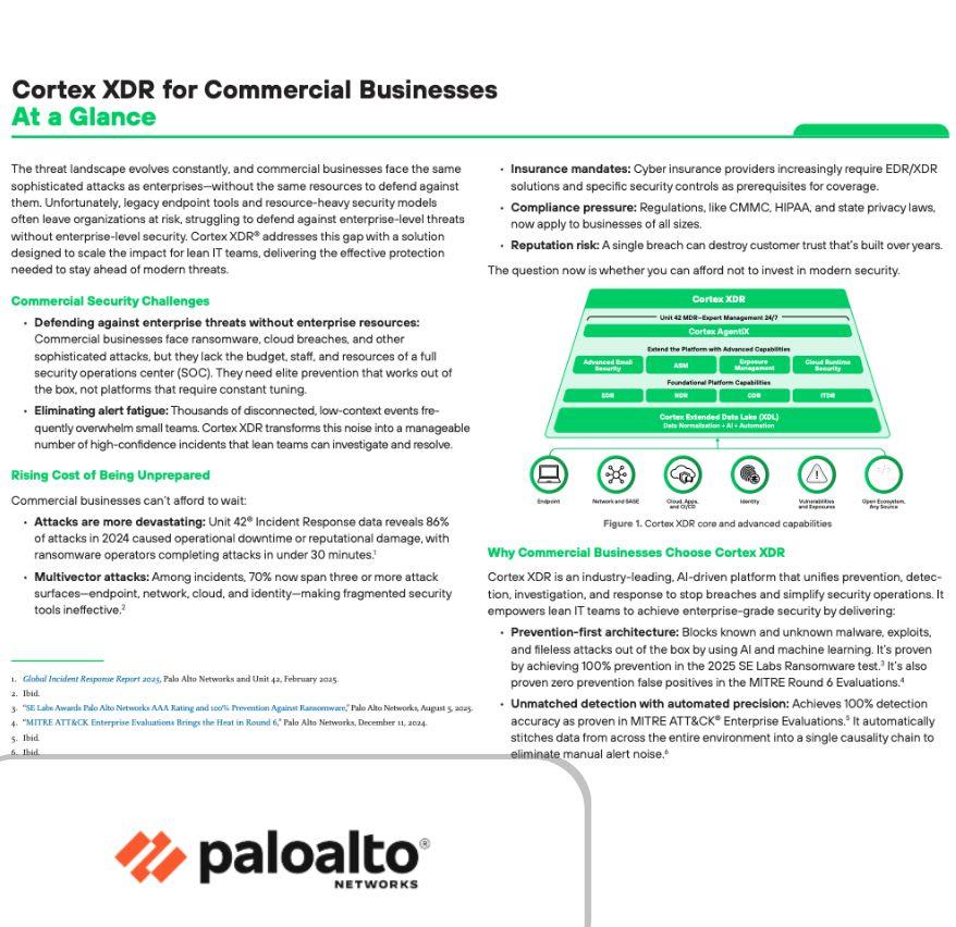 Cortex XDR for Commercial Businesses At a Glance