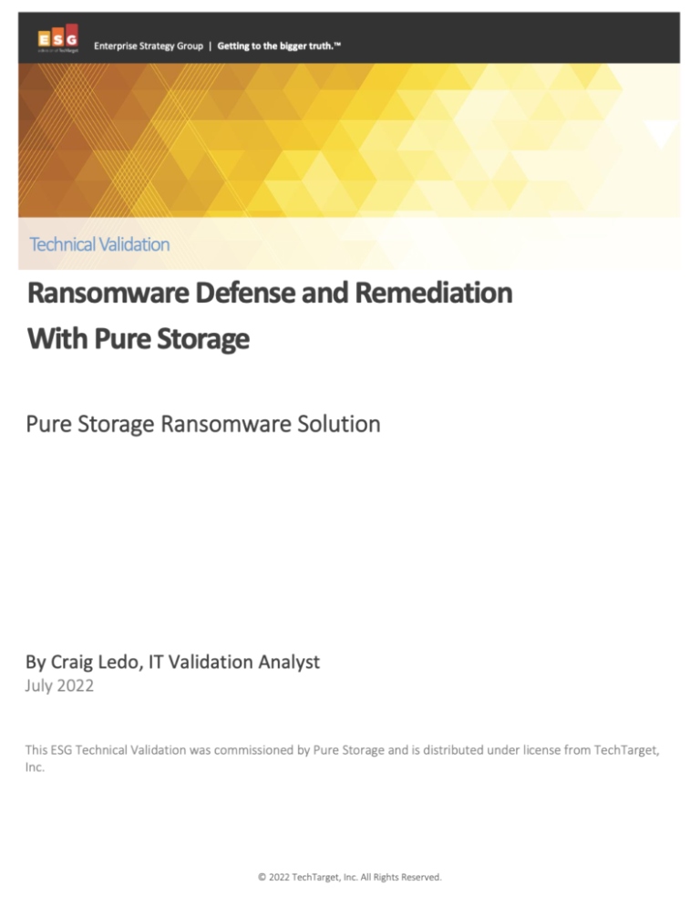 Ransomware Mitigation from Pure Storage ESG Tech Review